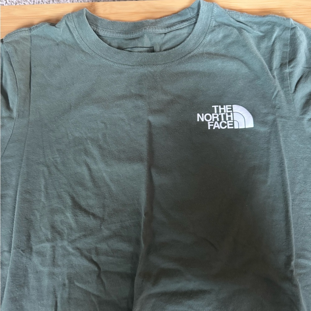 Green north face shirt